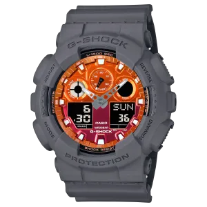 G-Shock Flames of Color Orange Gray GA-100 Series Watch
