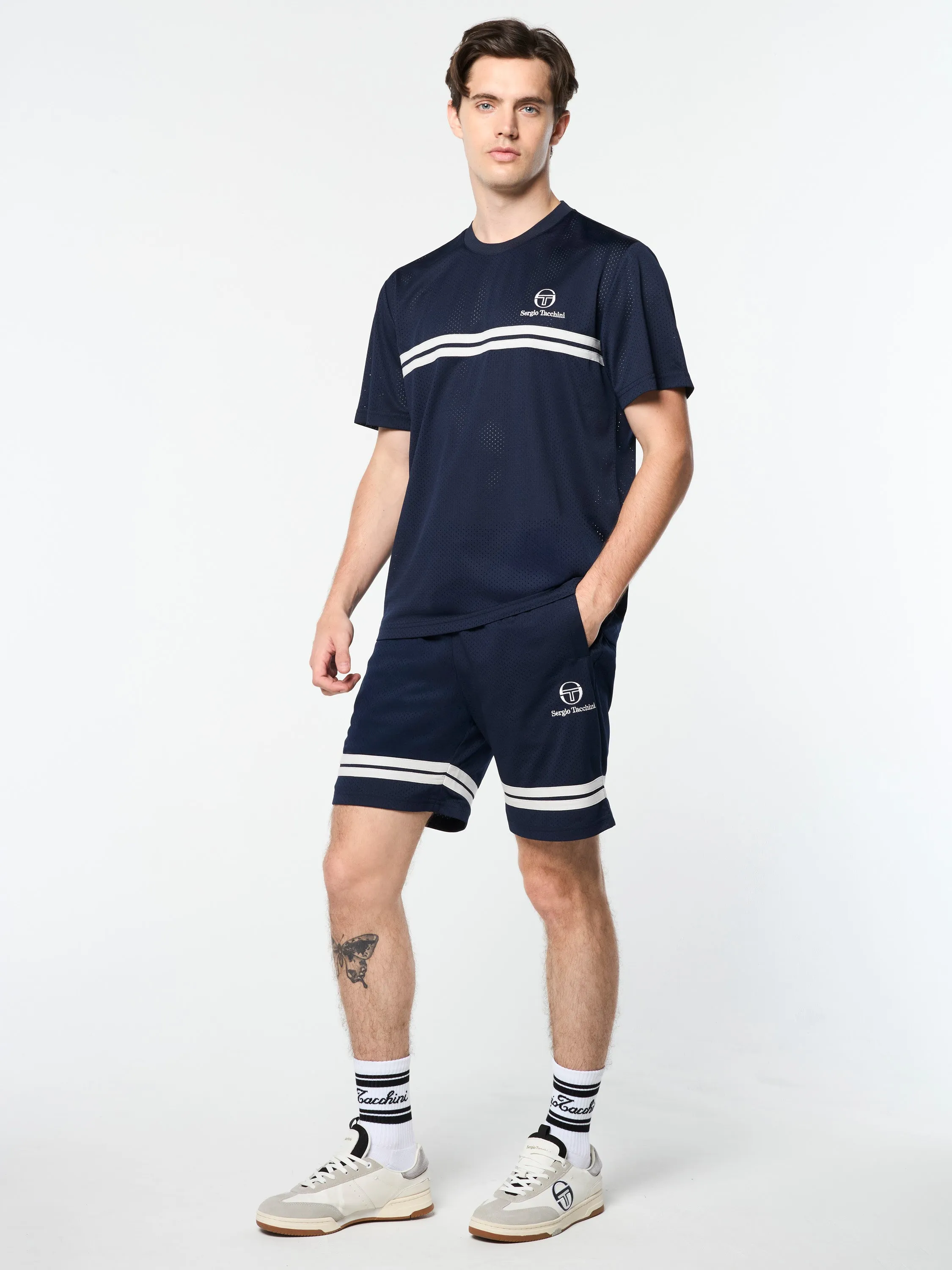 Giacomo Mesh T-Shirt- Maritime Blue/ Gray