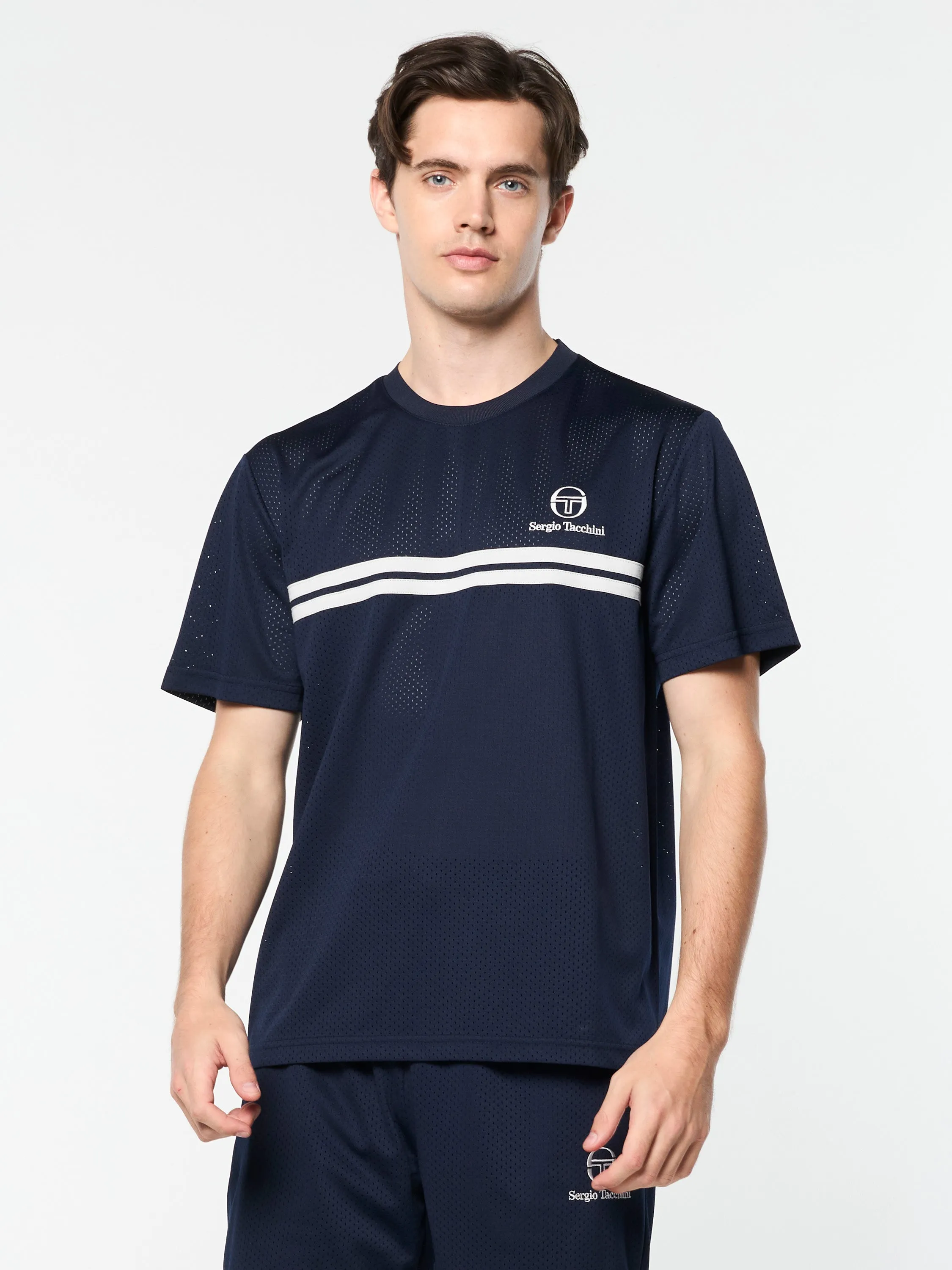 Giacomo Mesh T-Shirt- Maritime Blue/ Gray