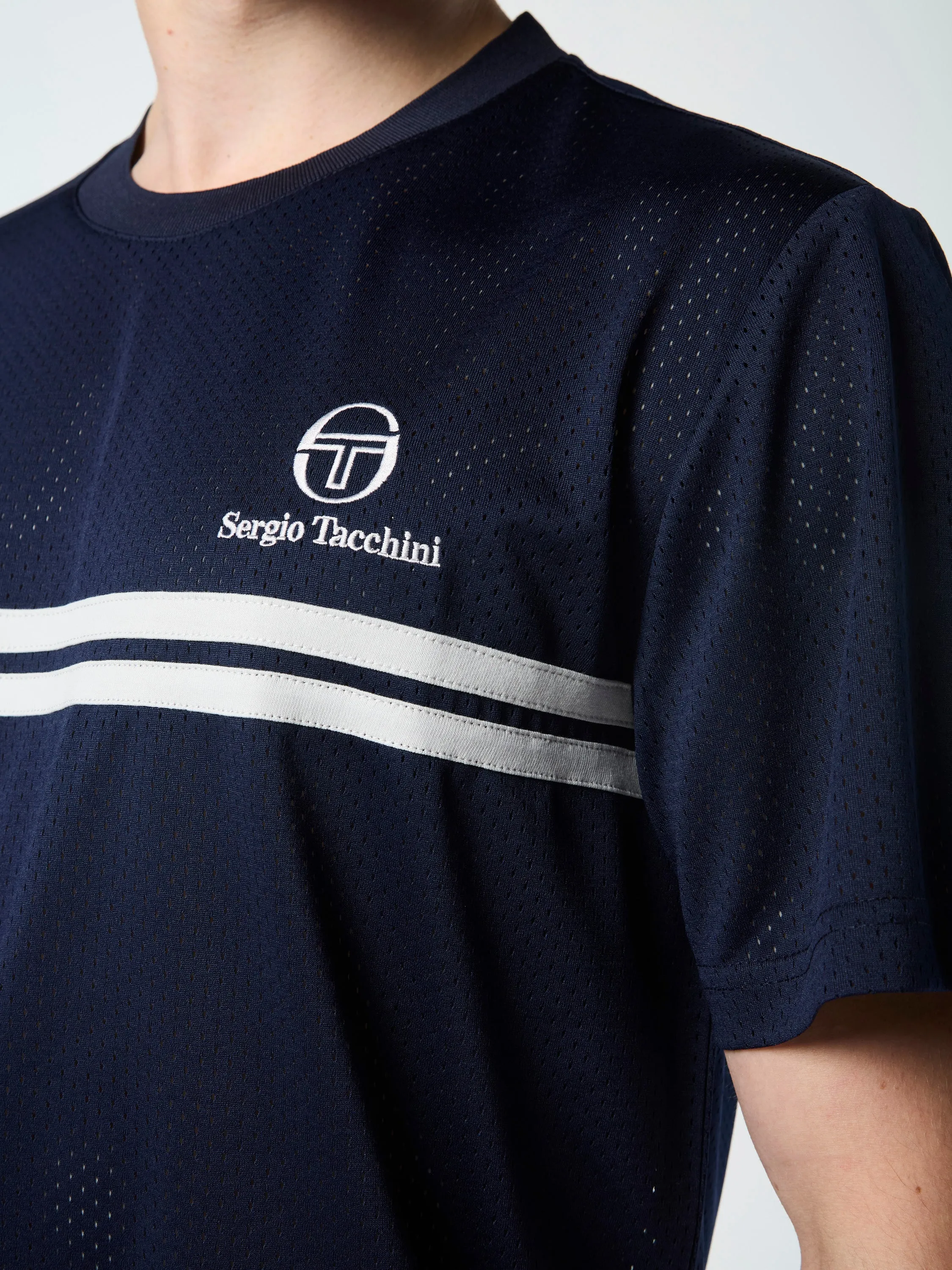 Giacomo Mesh T-Shirt- Maritime Blue/ Gray