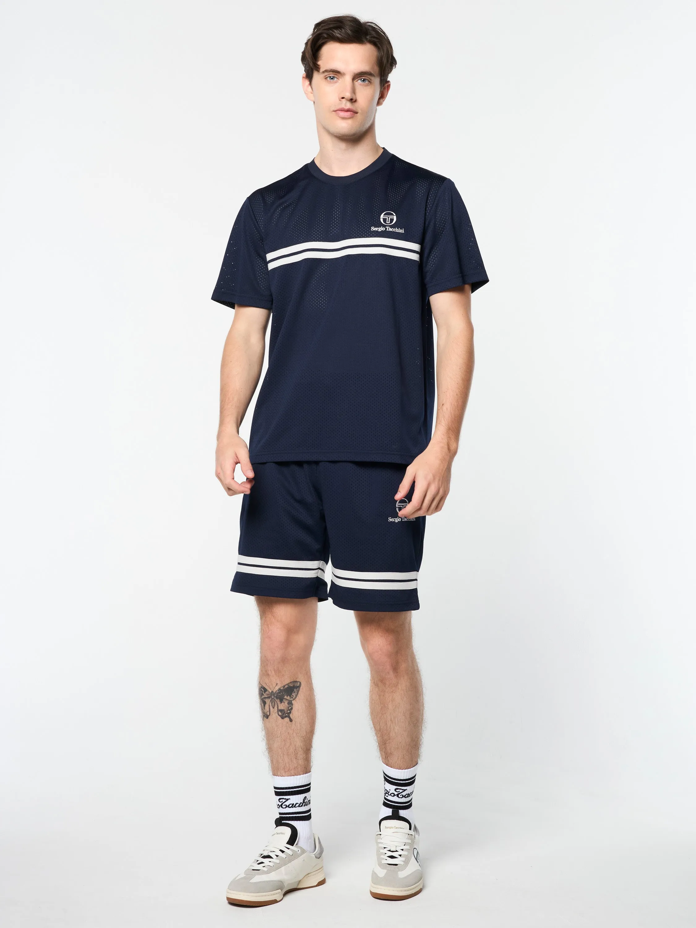Giacomo Mesh T-Shirt- Maritime Blue/ Gray