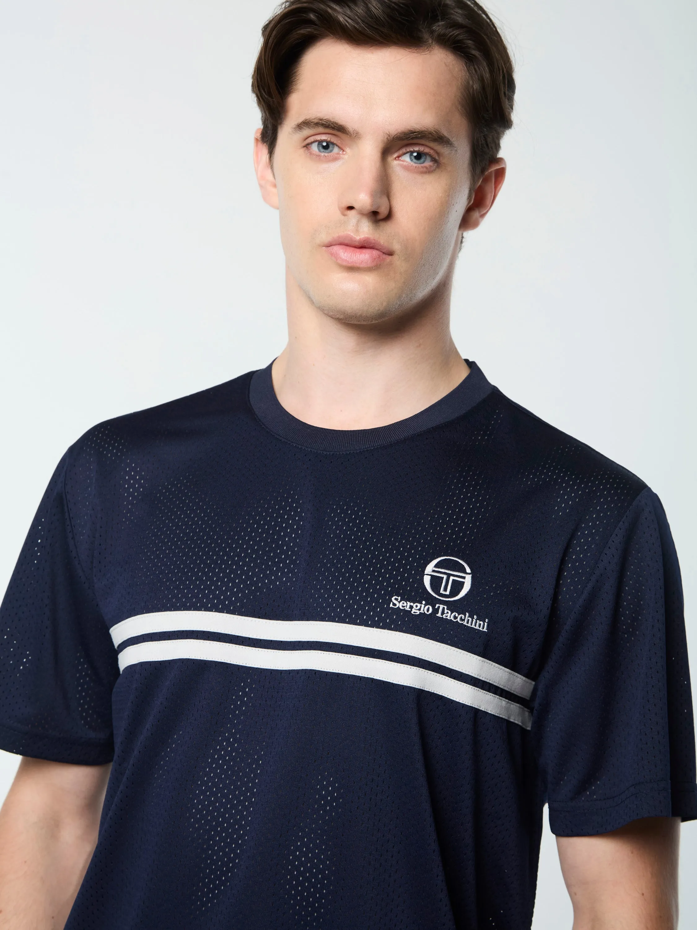 Giacomo Mesh T-Shirt- Maritime Blue/ Gray