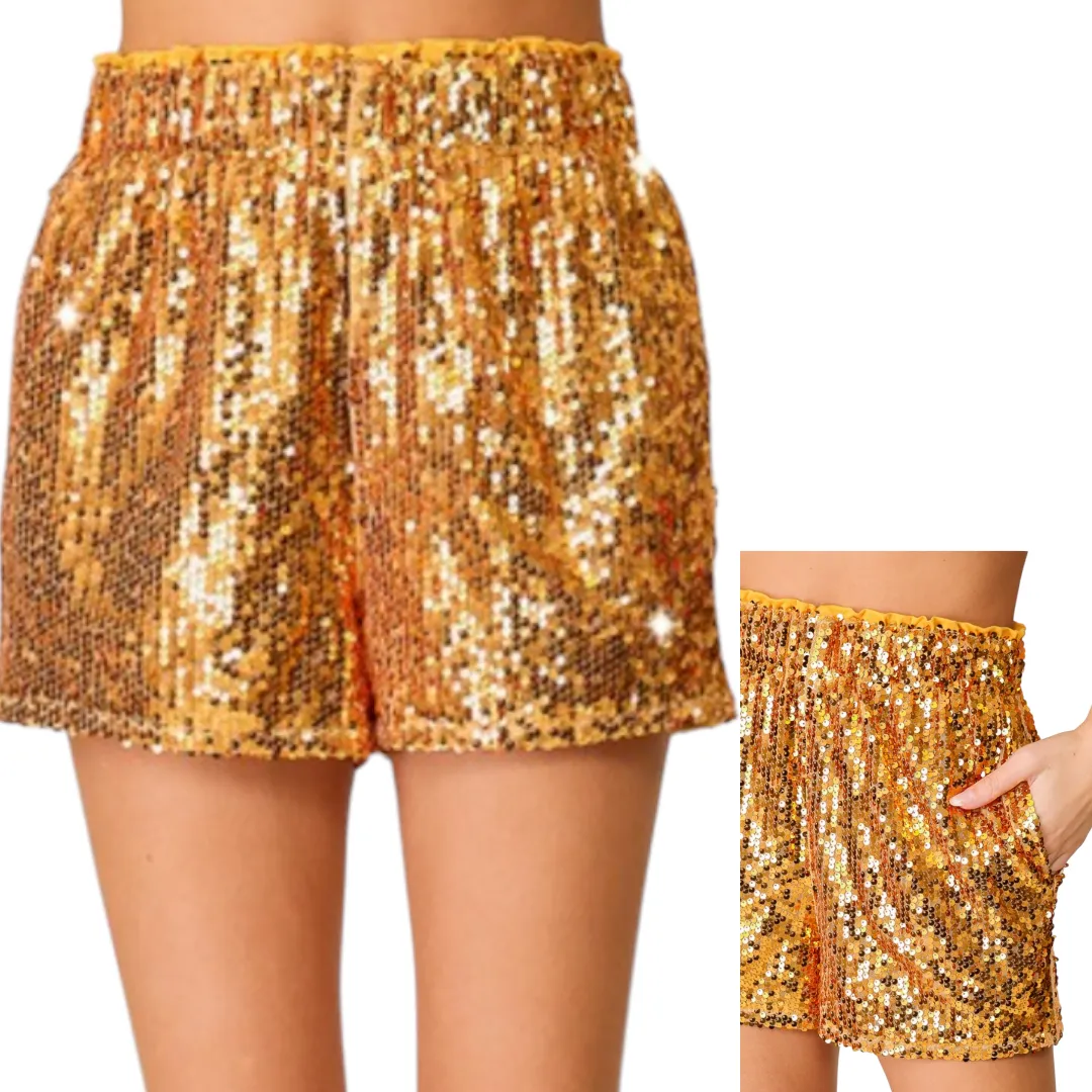 Gold sequin shorts