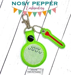 Golf snap tab and charm set (single & Multi files included) machine embroidery design DIGITAL DOWNLOAD