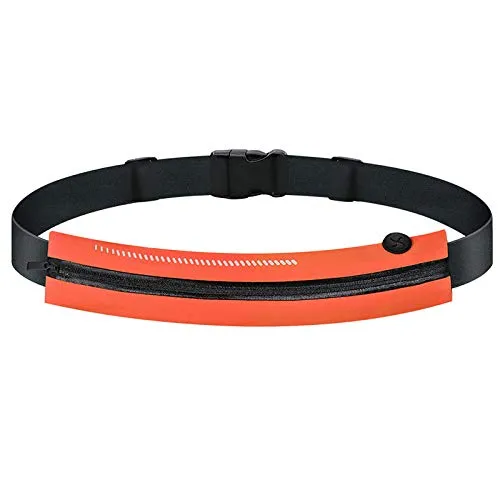 GothicBride Running Belt Waterproof Pocket Belt Waist Pack Pouch with 1 Expandable Pockets for 6.5 inches Phone(iPhone XR XS MAX 8 Plus), Cards, Money, Sports,Travel, Spy, Hiking (Orange)