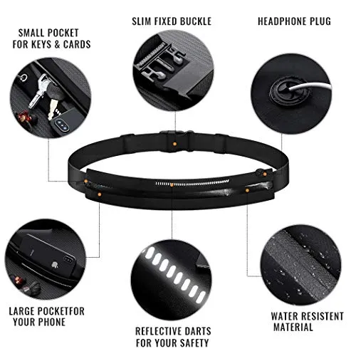 GothicBride Running Belt Waterproof Pocket Belt Waist Pack Pouch with 1 Expandable Pockets for 6.5 inches Phone(iPhone XR XS MAX 8 Plus), Cards, Money, Sports,Travel, Spy, Hiking (Orange)