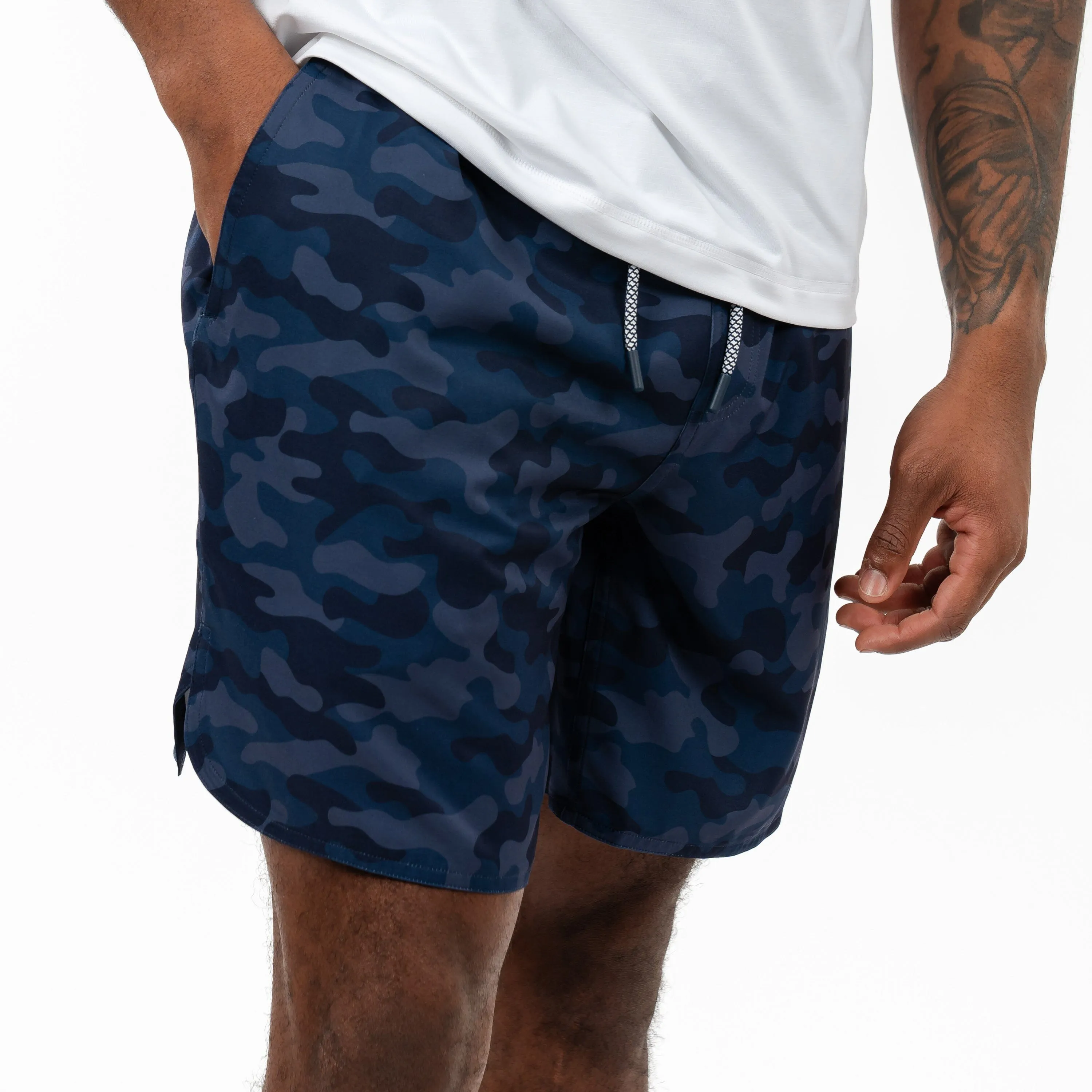 Grit Gym Short - 7" | The Barracks Camo - Fleet Navy