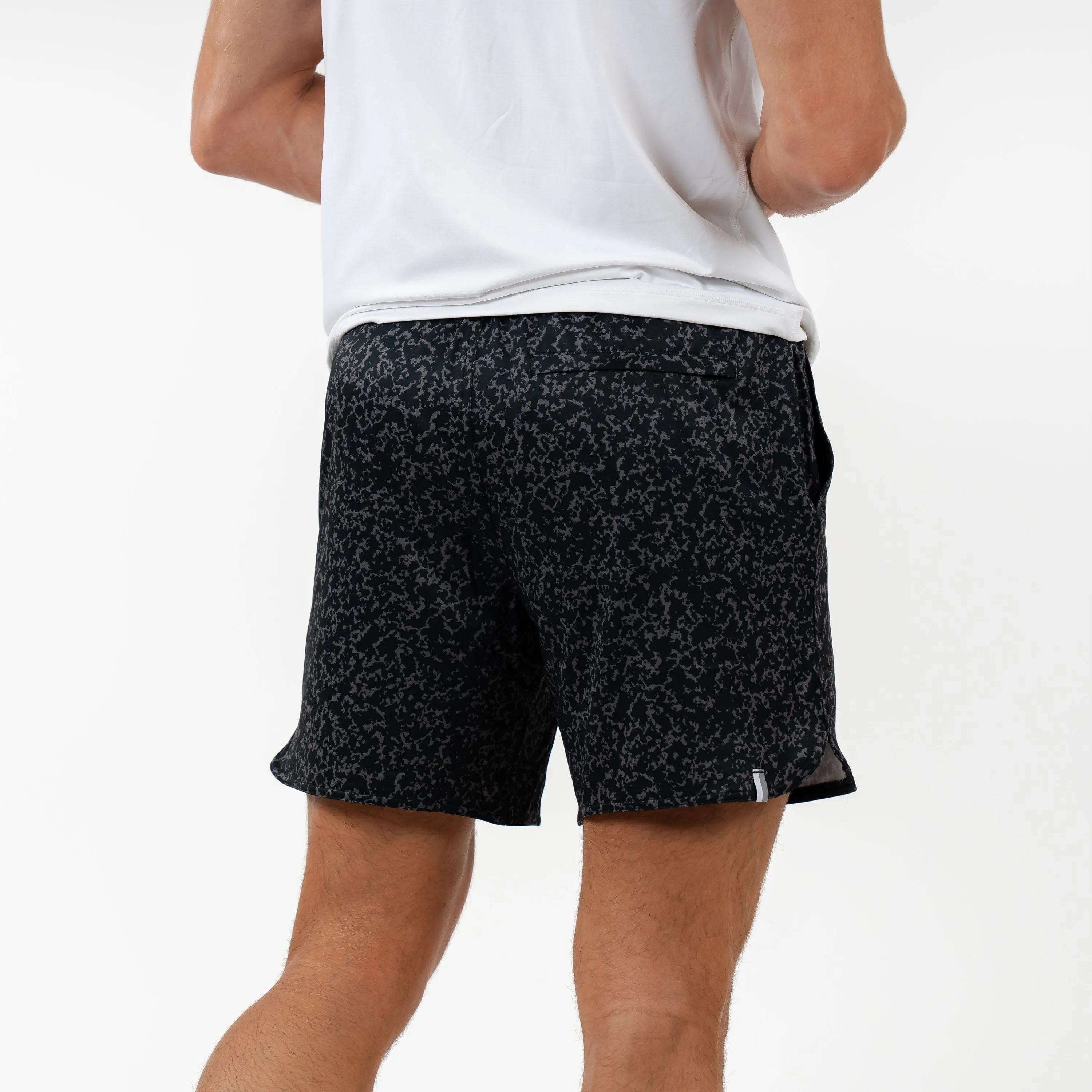 Grit Gym Short - 7" | The Granite Camo - Midnight Black/Charcoal Grey