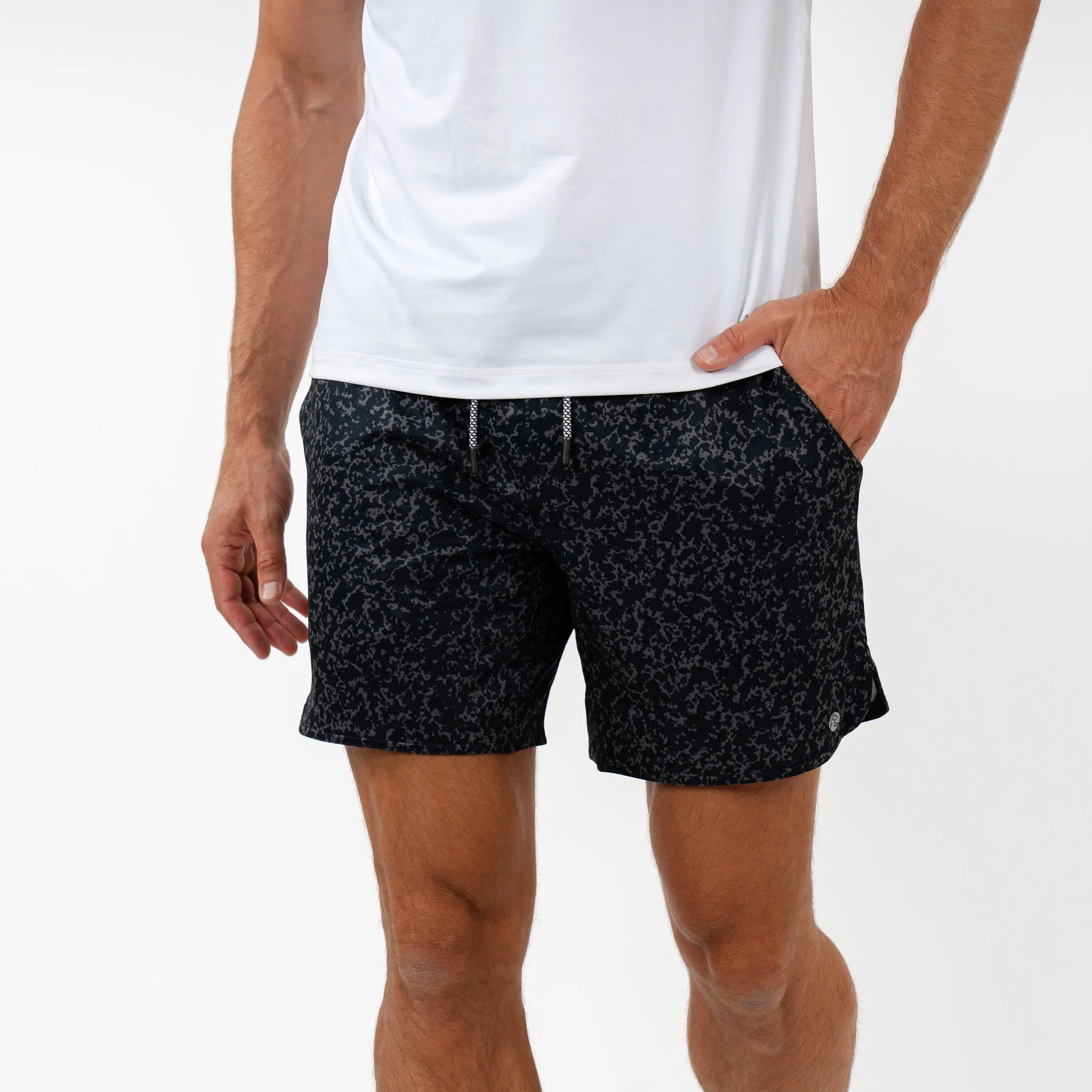 Grit Gym Short - 7" | The Granite Camo - Midnight Black/Charcoal Grey