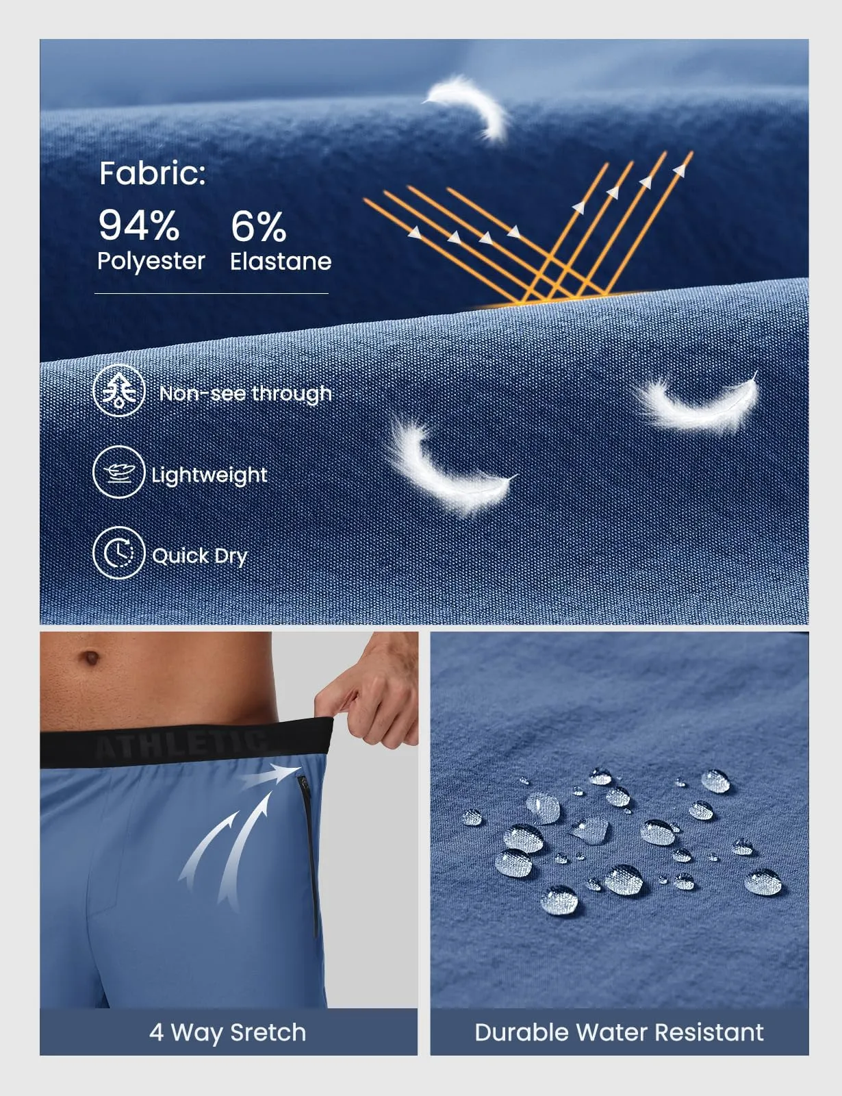 GymBrave Men's 5 inch Athletic Running Shorts with Zipper Pockets Lightweight Quick Dry Workout Gym Shorts for Men