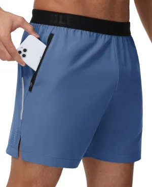 GymBrave Men's 5 inch Athletic Running Shorts with Zipper Pockets Lightweight Quick Dry Workout Gym Shorts for Men