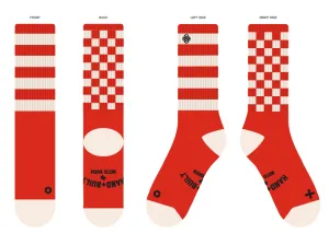 Handbuilt Show  Socks - Red / Cream