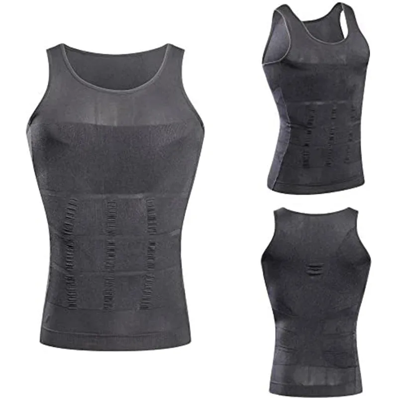 HANERDUN Men Compression Shirt Slimming Body Shaper Vest Tummy Control Shapewear Abdomen Undershirt