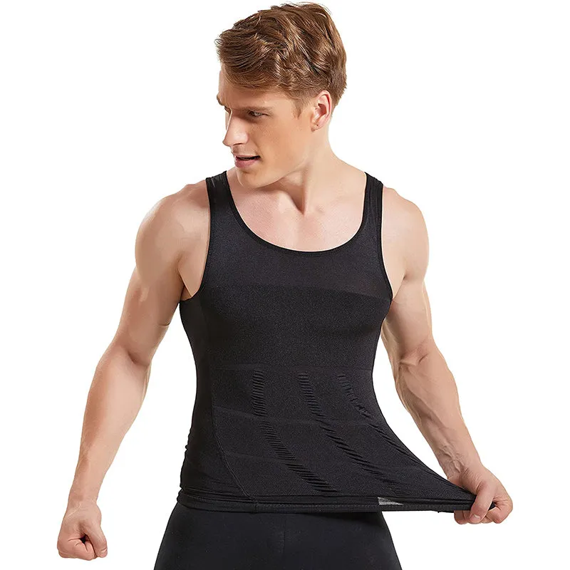 HANERDUN Men Compression Shirt Slimming Body Shaper Vest Tummy Control Shapewear Abdomen Undershirt