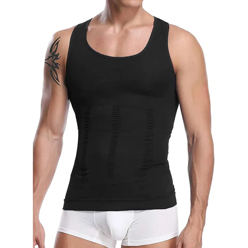 HANERDUN Men Compression Shirt Slimming Body Shaper Vest Tummy Control Shapewear Abdomen Undershirt