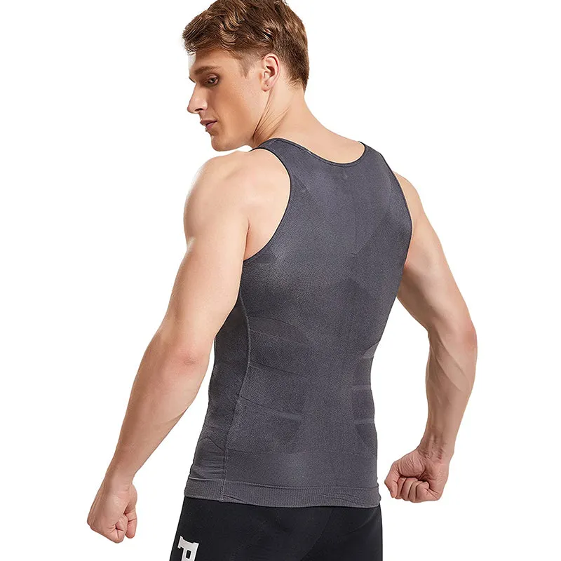 HANERDUN Men Compression Shirt Slimming Body Shaper Vest Tummy Control Shapewear Abdomen Undershirt