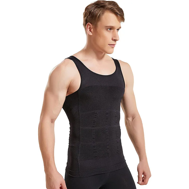HANERDUN Men Compression Shirt Slimming Body Shaper Vest Tummy Control Shapewear Abdomen Undershirt
