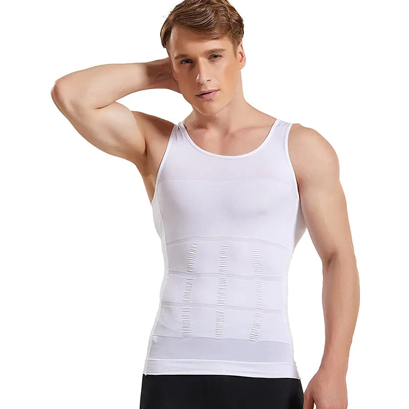 HANERDUN Men Compression Shirt Slimming Body Shaper Vest Tummy Control Shapewear Abdomen Undershirt