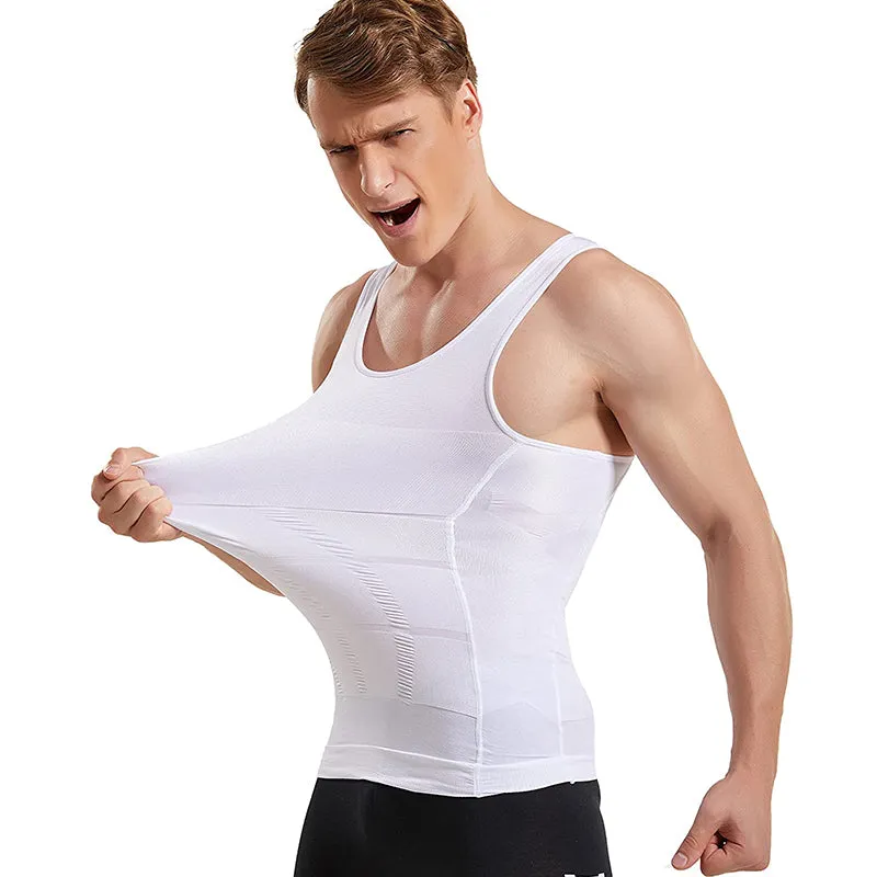 HANERDUN Men Compression Shirt Slimming Body Shaper Vest Tummy Control Shapewear Abdomen Undershirt