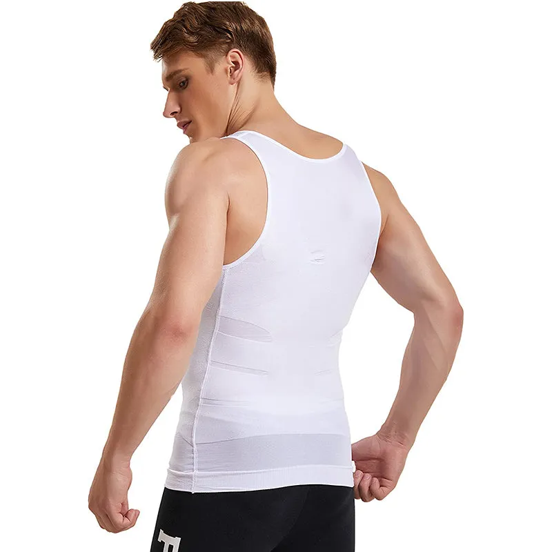 HANERDUN Men Compression Shirt Slimming Body Shaper Vest Tummy Control Shapewear Abdomen Undershirt