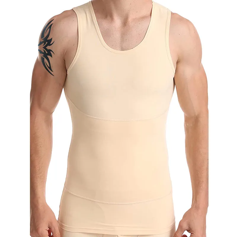 HANERDUN Men Compression Shirt Slimming Body Shaper Vest Tummy Control Shapewear Abdomen Undershirt