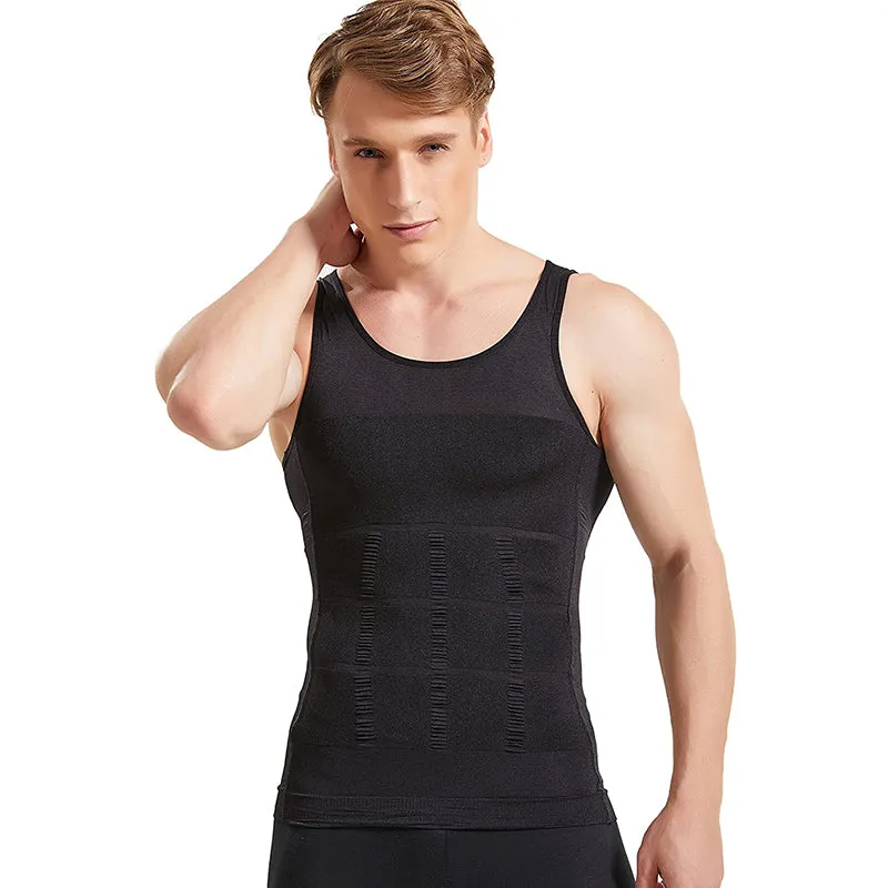 HANERDUN Men Compression Shirt Slimming Body Shaper Vest Tummy Control Shapewear Abdomen Undershirt