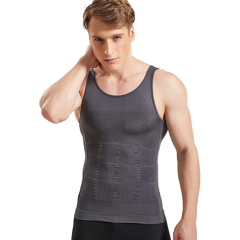 HANERDUN Men Compression Shirt Slimming Body Shaper Vest Tummy Control Shapewear Abdomen Undershirt