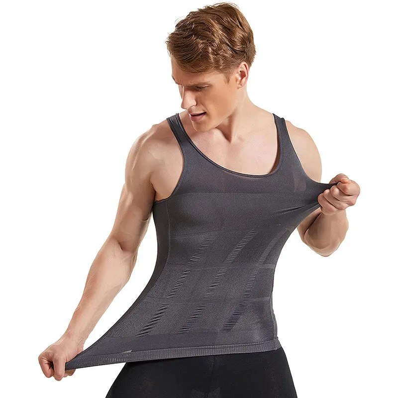 HANERDUN Men Compression Shirt Slimming Body Shaper Vest Tummy Control Shapewear Abdomen Undershirt