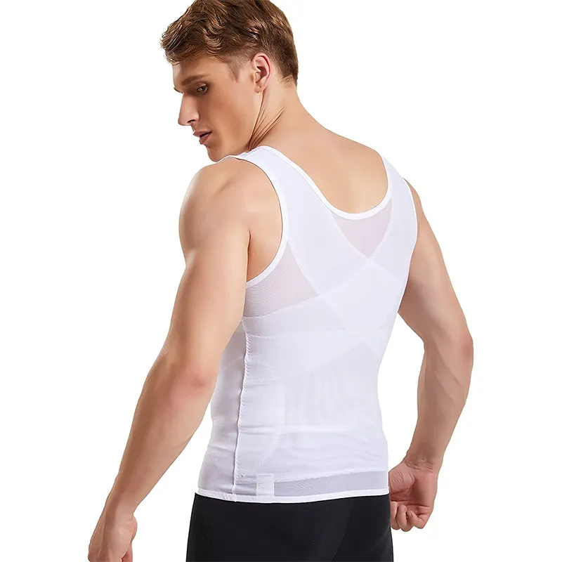 HANERDUN Men Sports Shirt Body Shaper Chest Compression Shirt Hide Gynecomastia Slimming Vest