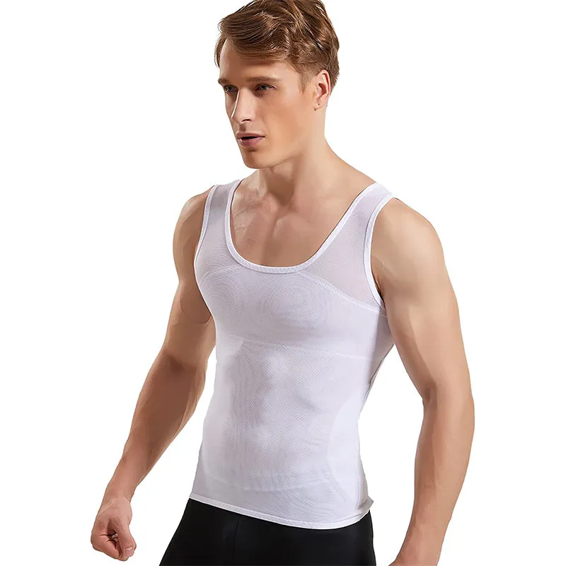 HANERDUN Men Sports Shirt Body Shaper Chest Compression Shirt Hide Gynecomastia Slimming Vest