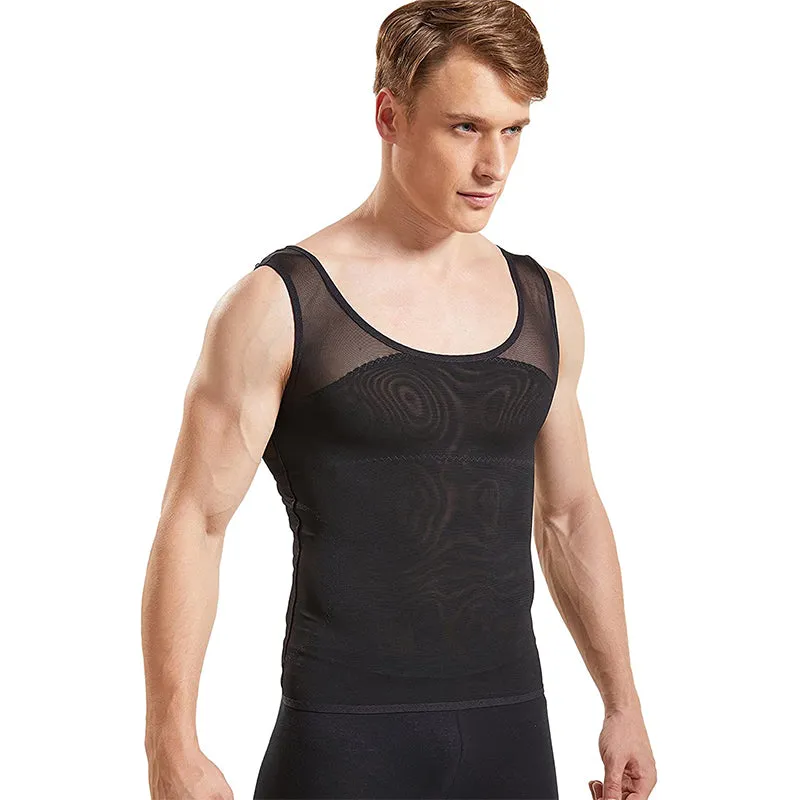HANERDUN Men Sports Shirt Body Shaper Chest Compression Shirt Hide Gynecomastia Slimming Vest