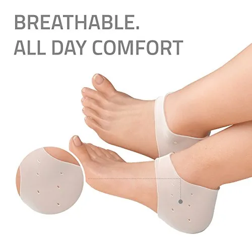 Heel Pain Relief Protectors [ Plantar Fasciitis Treatment ] 2 Pairs Foot Shoe Inserts for Achilles Tendonitis Tendon, Spurs, Fascia Support, Sore Feet, Bruised Foot Cracked Heels for Women and Men
