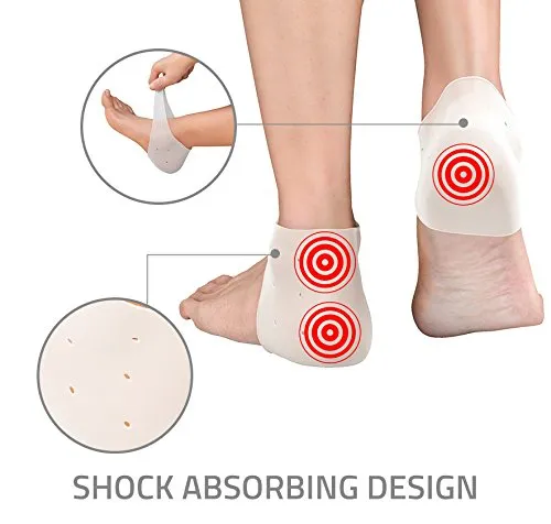 Heel Pain Relief Protectors [ Plantar Fasciitis Treatment ] 2 Pairs Foot Shoe Inserts for Achilles Tendonitis Tendon, Spurs, Fascia Support, Sore Feet, Bruised Foot Cracked Heels for Women and Men