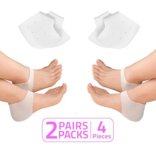 Heel Pain Relief Protectors [ Plantar Fasciitis Treatment ] 2 Pairs Foot Shoe Inserts for Achilles Tendonitis Tendon, Spurs, Fascia Support, Sore Feet, Bruised Foot Cracked Heels for Women and Men