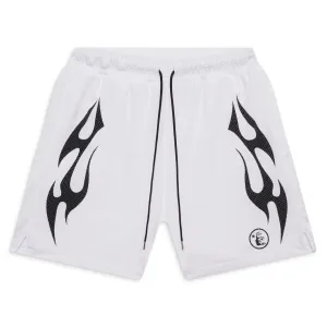 Hellstar Flame Mesh Shorts White