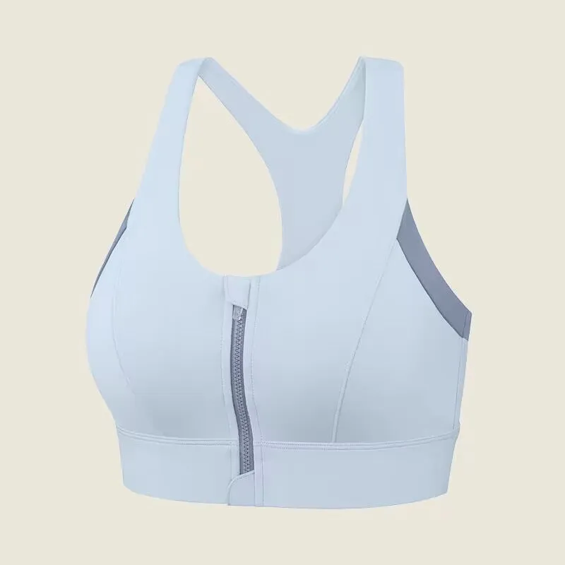 High-Impact Support Sports Bra with Front Zipper