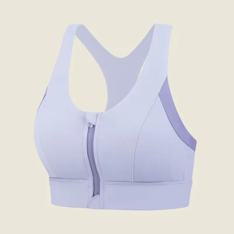 High-Impact Support Sports Bra with Front Zipper