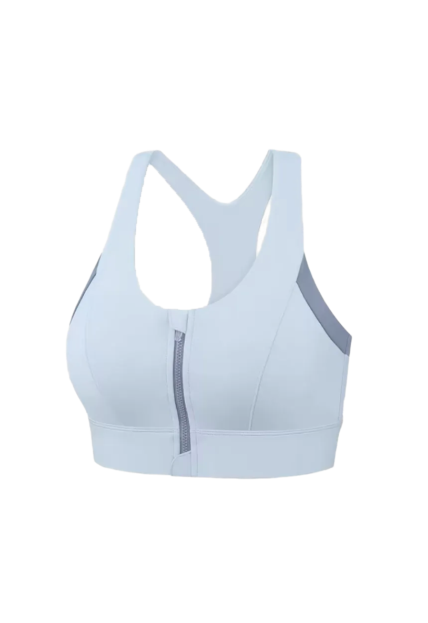 High-Impact Support Sports Bra with Front Zipper