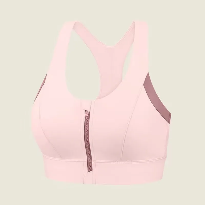 High-Impact Support Sports Bra with Front Zipper