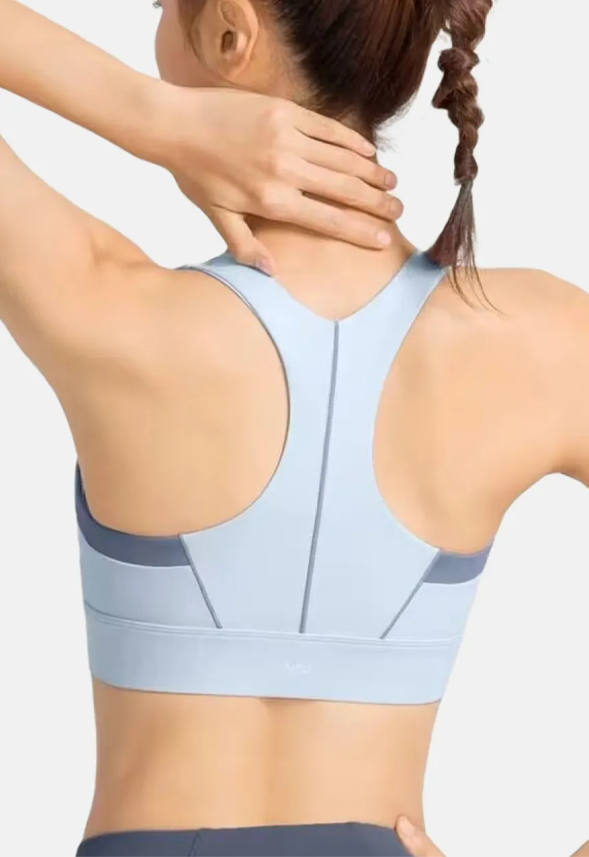 High-Impact Support Sports Bra with Front Zipper