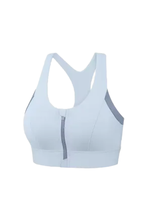High-Impact Support Sports Bra with Front Zipper