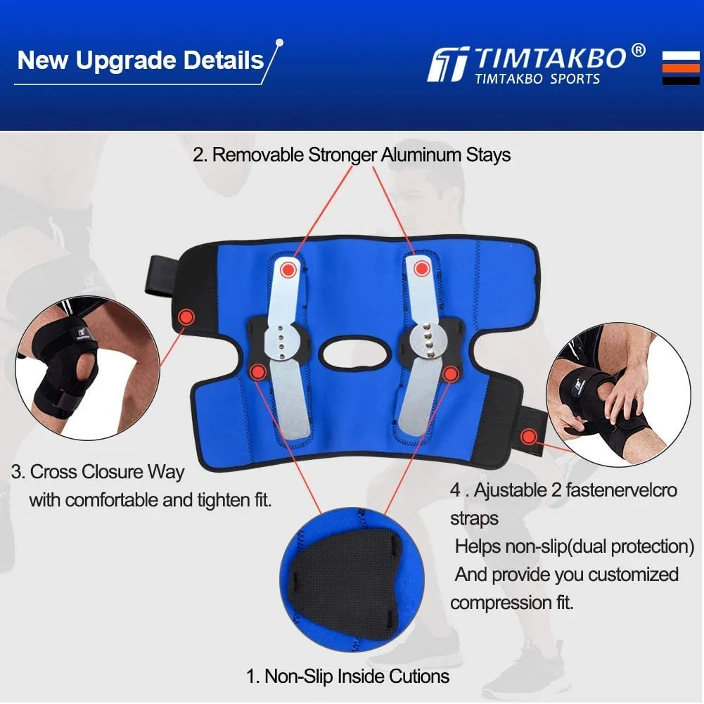 Hinged Knee Brace for Big & Wide Thighs, TIMTAKBO 4XL Knee Support,Compression Neoprene Knee Wrap for Knee Stabilizer ,Arthritis Pain,Ligament Injuries, Sprains, Patella Surgery-4XL fit thigh21.75-25"/calf20.5-22.5"
