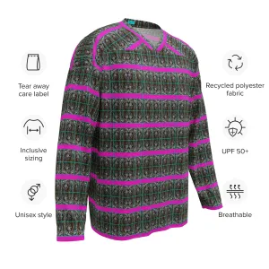 Hockey Jersey (Unisex)(Tree Link Stripe Pink Logo) RJSTH@Fabric#8 RJSTHS2024 RJS