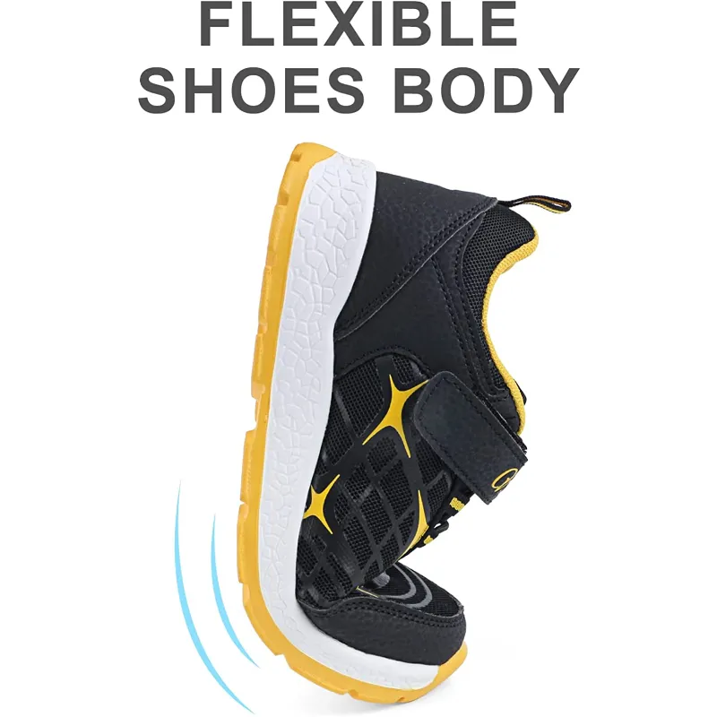 Hook & Loop Lightweight Sneakers for Boys - Running and Outdoor Walking Shoes