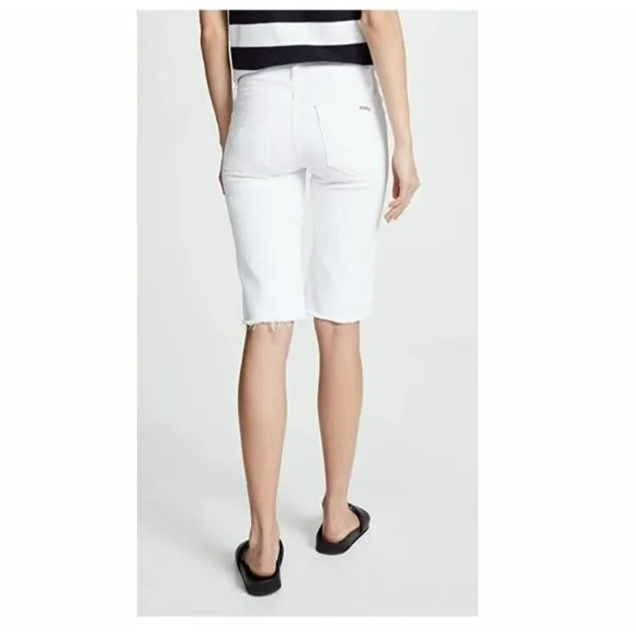Hudson Jeans White Shorts Amelia Raw Hem Knee Bermuda Shorts Sz 25 $135 NWT