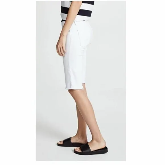 Hudson Jeans White Shorts Amelia Raw Hem Knee Bermuda Shorts Sz 25 $135 NWT