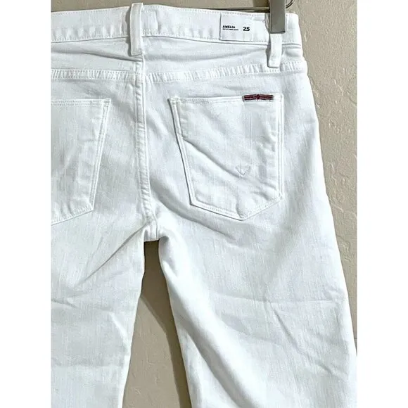 Hudson Jeans White Shorts Amelia Raw Hem Knee Bermuda Shorts Sz 25 $135 NWT
