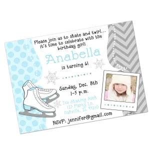 Ice Skating Digital Birthday Invitation