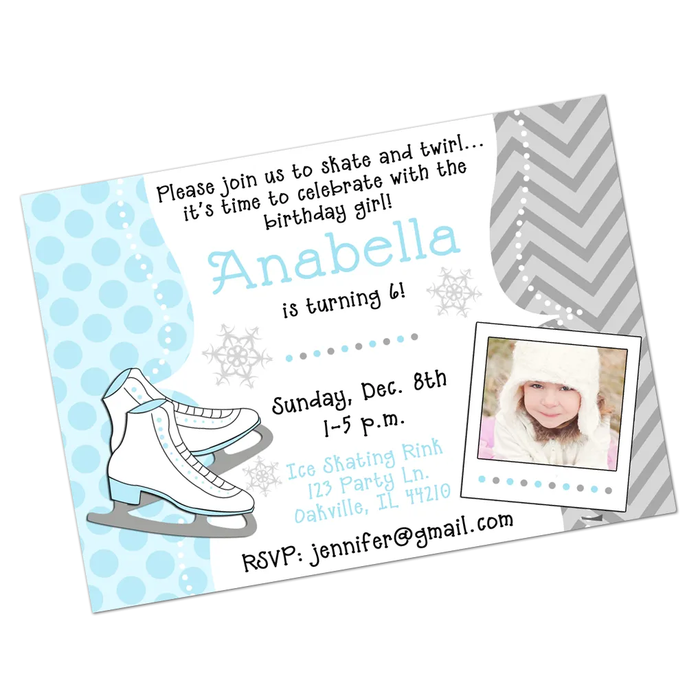 Ice Skating Digital Birthday Invitation