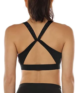 icyzone Workout Sports Bras for Women - Women's Running Yoga Bra, Activewear Top, Athletic Fitness Clothes, Black, X-Large